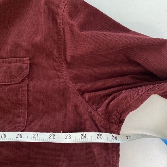 Eddie Bauer Maroon Cross Cut Corduroy Cotton Button Up Shirt Front Flap Pocket - Picture 11 of 16